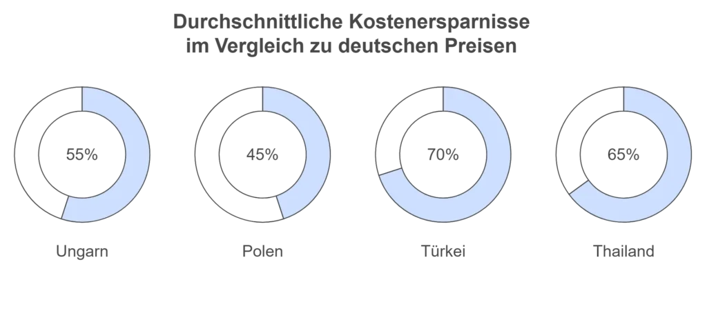 Durchschnittliche Kostenersparnisse im Vergleich zu deutschen Preisen